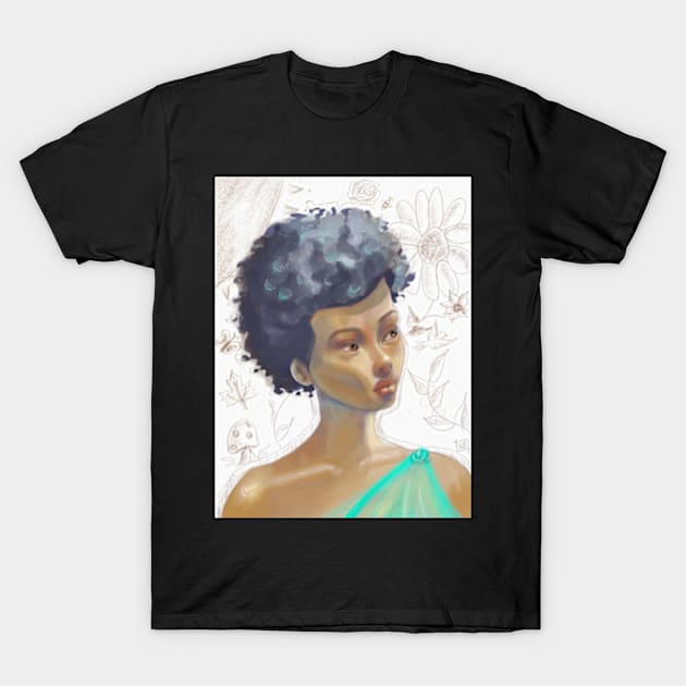 Nature's Goddess - Portrait of a Woman With Flowers T-Shirt by WBArtwork